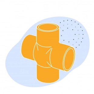 Крестовиная медная под пайку 34 мм М2р ГОСТ 32590-2013